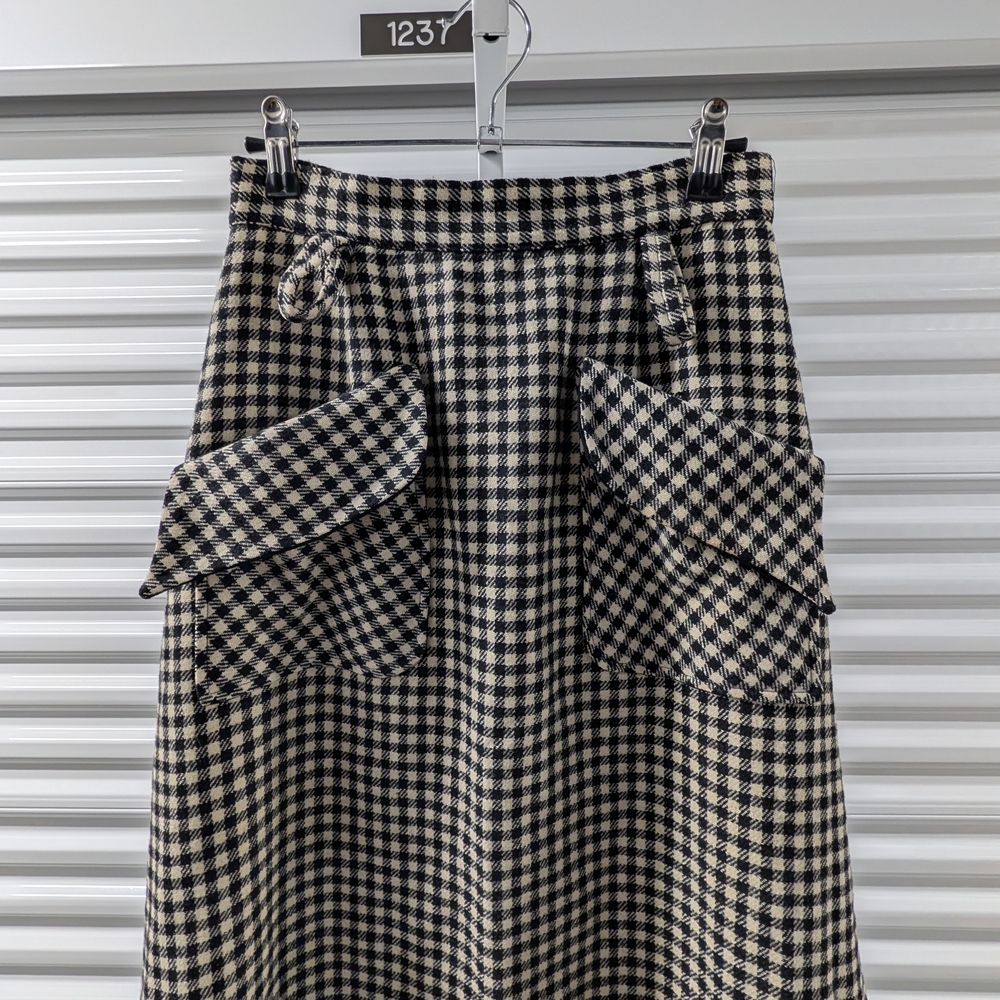 Black and Cream Gingham Maxi Skirt with Front Pockets - Picture 3 of 4
